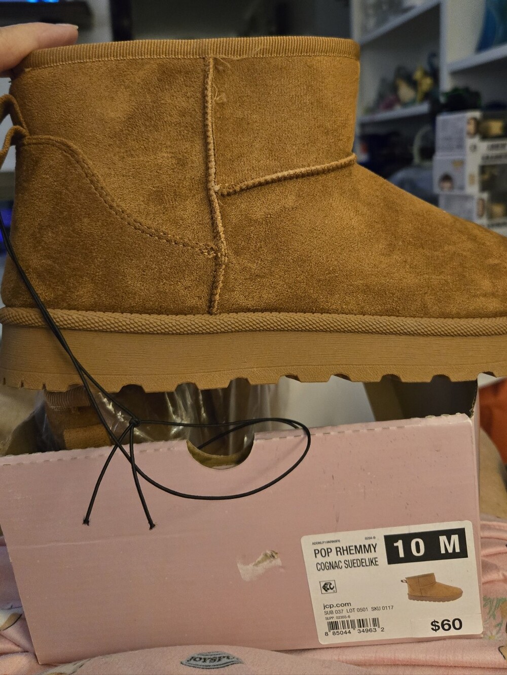 Womens Pop Cognac Suede-Like Ankle Boots - Cognac, Size 10M, New